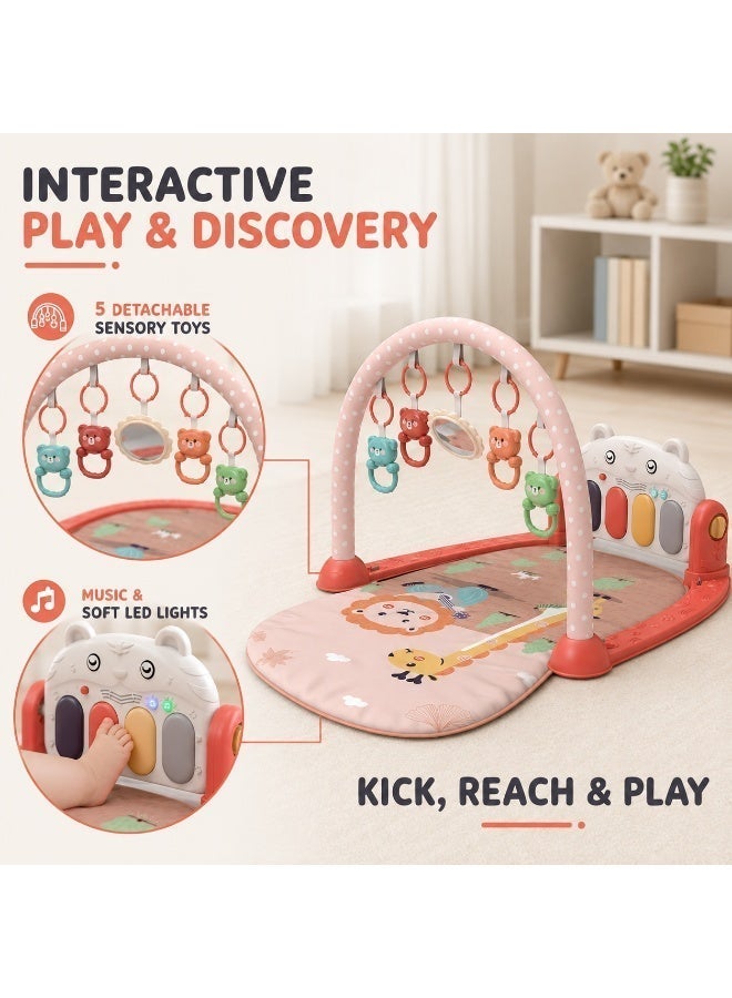 Youleen Baby Gyms Play Mats Non-Toxic Musical Piano Play Indoor Mat Center With Melodies Rattle For Kids Multicolour Musical Activity Center Kick Play Piano Gym Tummy Time Padded Mat for Newborn Toddler - Image 2