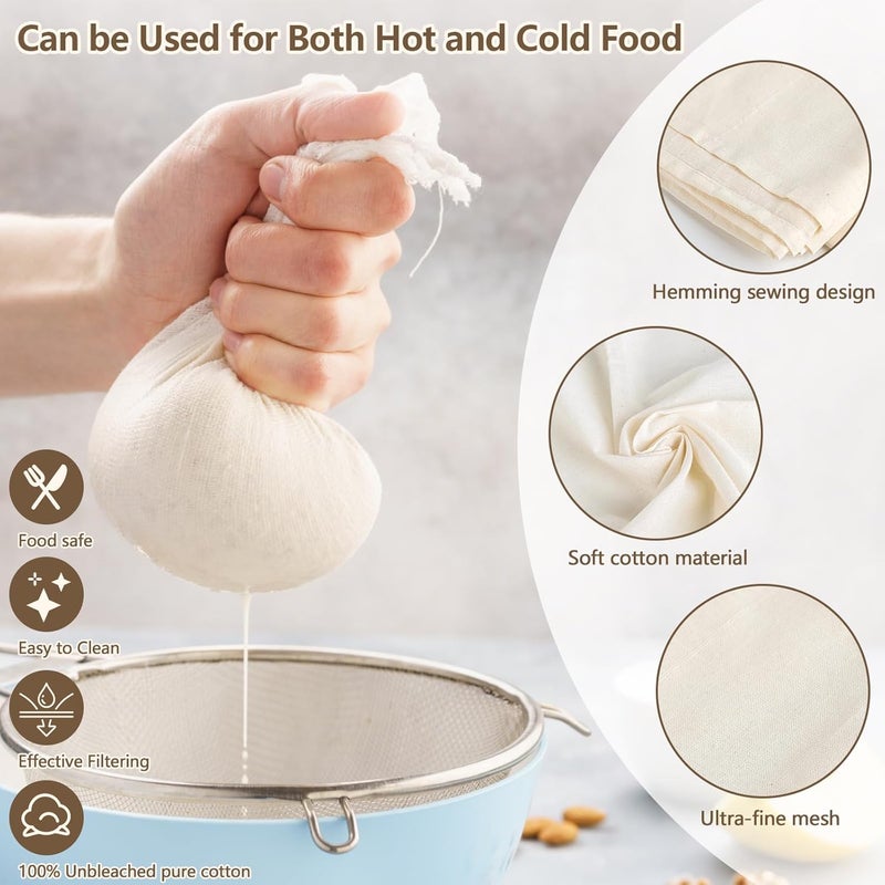 MOXYOY 2 Pcs Hemmed Cheese Cloths for Straining Reusable,50 * 50 cm Cheesecloth,Cotton Cloth Food Strainer,100% Unbleached Pure Cotton Ultra Fine Cheesecloth for Baking,Cooking,Homemade Cheese,Butter - Image 3