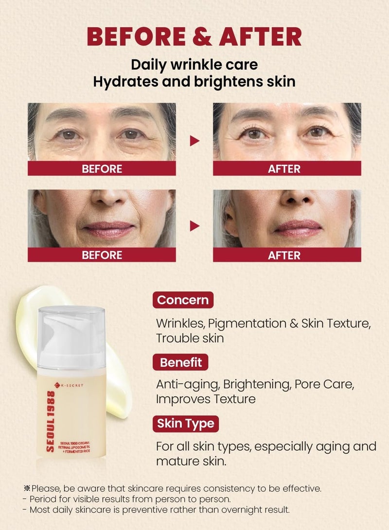 K-SECRET SEOUL 1988 Cream : Retinal Liposome 1% + Fermented Rice - Image 4