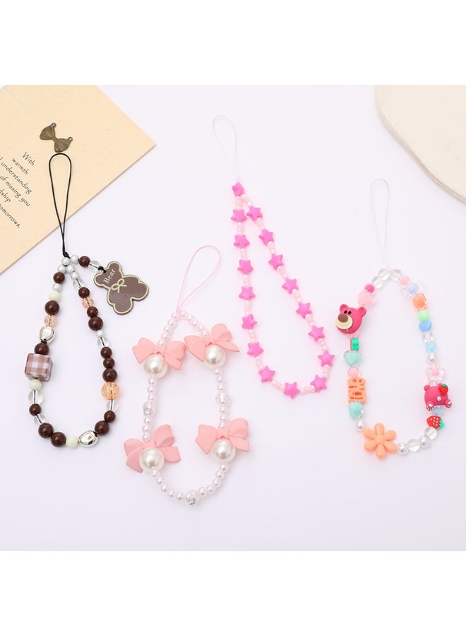 NIBEMINENT Phone Charm/ Chain Strap for Women Girls, Cute Strawberry Bear Cell Phone Case Lanyard Wrist Strap - Image 2