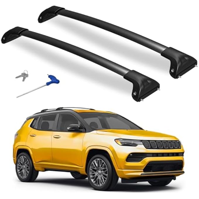 rayihni 300lbs Roof Rack Cross Bars Compatible with Jeep Compass 2018-2025, Heavy Duty Aluminum Lockable Car Roof Rails Crossbar for Rooftop Cargo Luggage Kayak Canoe Bike Snowboard Black - Image 2