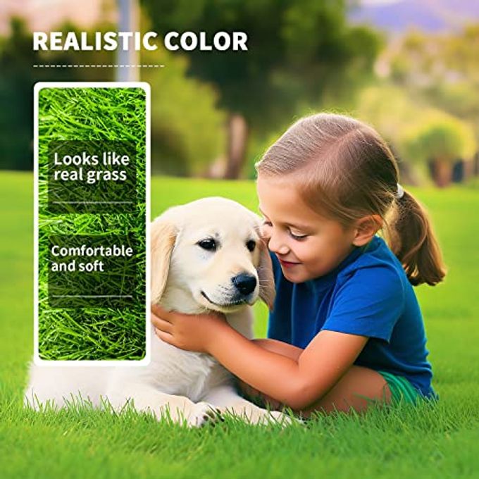 LOOBANI Realistic Artificial Grass Rug Indoor Outdoor, Dog Grass Mat with Drainage Holes and Replacement Artificial Grass Turf, Fake Grass for Garden Lawn Landscape Balcony Decoration, 4 Feet x 6 Feet - Image 2