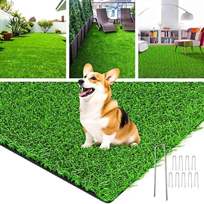 LOOBANI Realistic Artificial Grass Rug Indoor Outdoor, Dog Grass Mat with Drainage Holes and Replacement Artificial Grass Turf, Fake Grass for Garden Lawn Landscape Balcony Decoration, 4 Feet x 6 Feet - Image 1