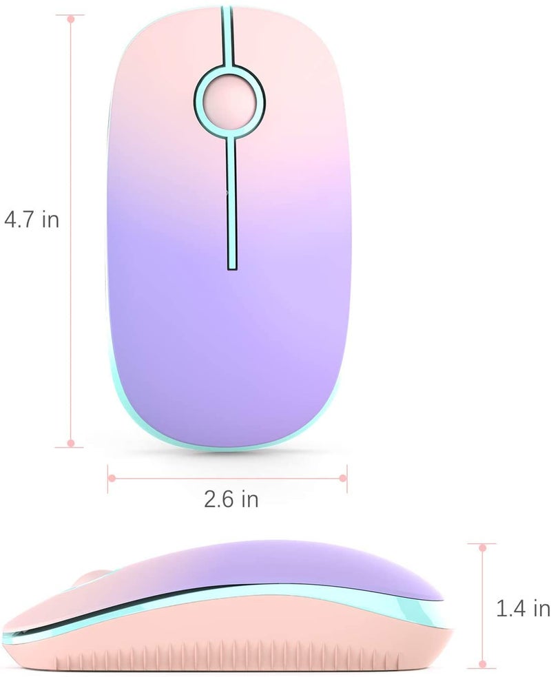 VssoPlor Wireless Mouse, 2.4G Slim Portable Computer Mice with Nano Receiver Quiet Silent Optical Laptop Mouse for Notebook, PC, Laptop, Computer-Pink to Purple - Image 5