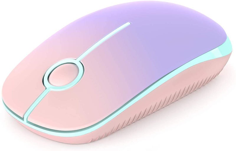 VssoPlor Wireless Mouse, 2.4G Slim Portable Computer Mice with Nano Receiver Quiet Silent Optical Laptop Mouse for Notebook, PC, Laptop, Computer-Pink to Purple - Image 1