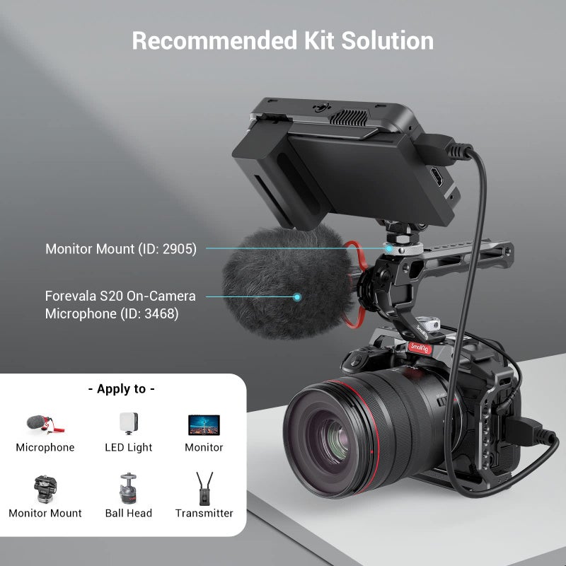 SmallRig Top Handle with 3/8"-16 Locating Pins for ARRI Grip for Camera Cage, Universal Video Rig with 5 Cold Shoe Adapters to Mount DSLR Camera with Microphone/LED Light/Monitor - 3765 - Image 5