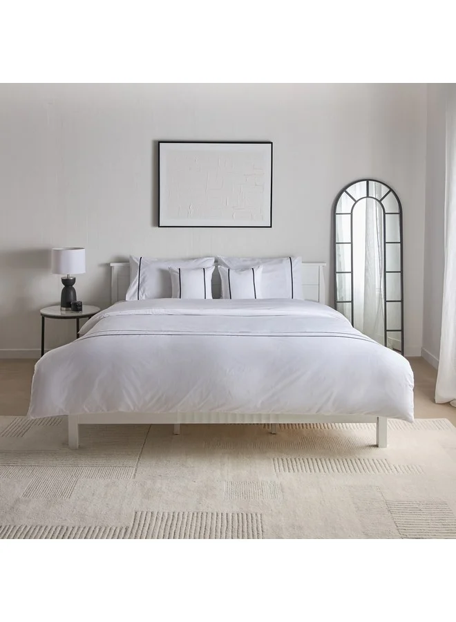 Home Box White Haven Grande Affordables 5-Piece Cotton Lader Lace Stitch King Comforter Set 220 x 240 cm