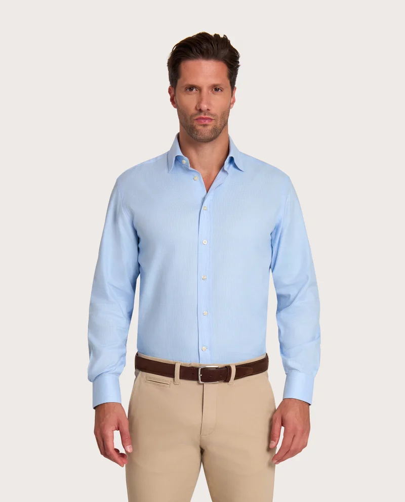 كاميتشسما قميص كلاسيكي أزرق فاتح تويل ضيق