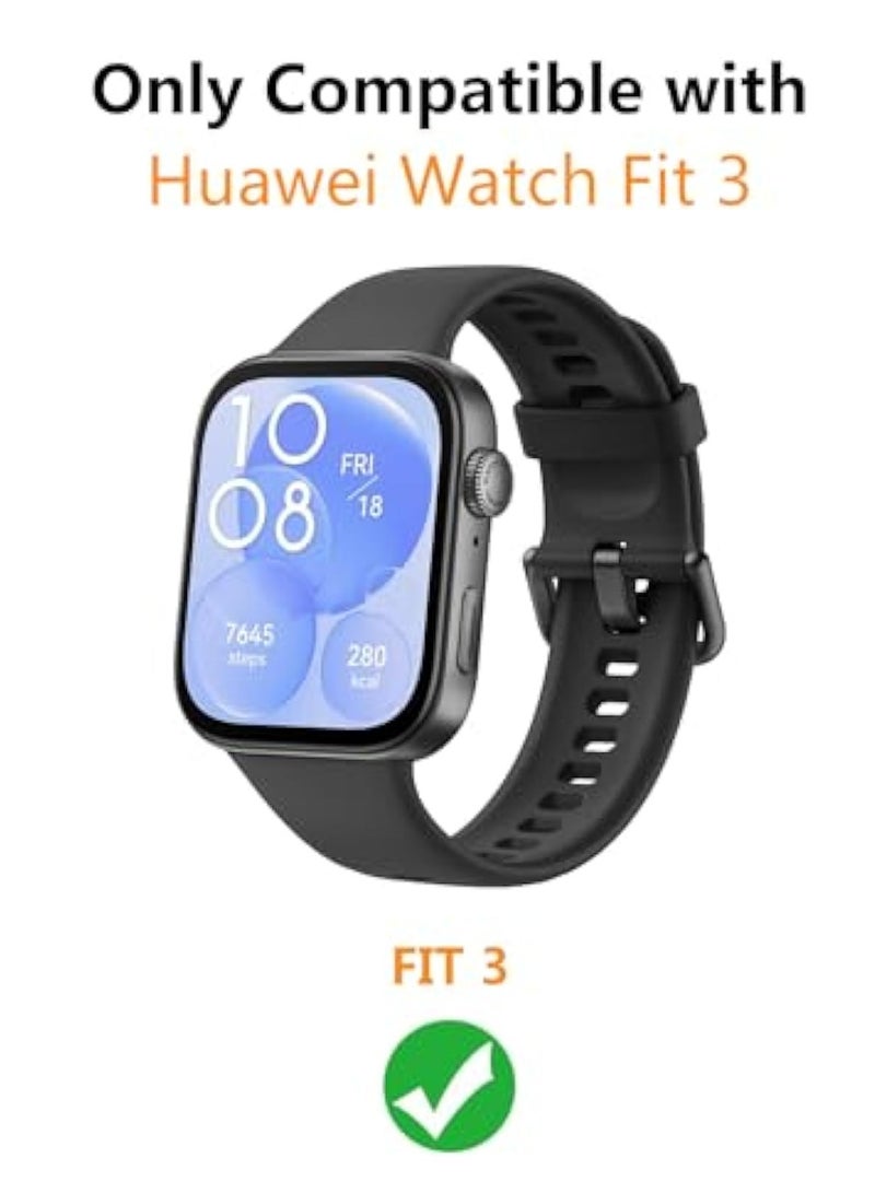 كاست ويف 2Pcs Cases for Huawei Watch Fit 3, Flexible Silicone Cover, Shell Shockproof Scratch-Proof Protector Case, Smartwatch Accessories, Bumper Full Coverage Cover Defense Edge, White and Black - Image 2