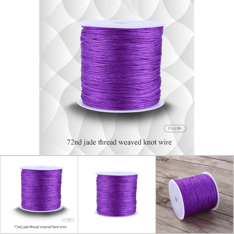 100M x 0.8mm Nylon Chinese Knot Cord Rattail Macrame Shamballa Thread String Purple - Image 2