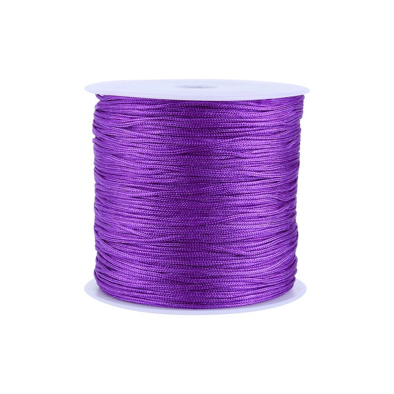 100M x 0.8mm Nylon Chinese Knot Cord Rattail Macrame Shamballa Thread String Purple - Image 3
