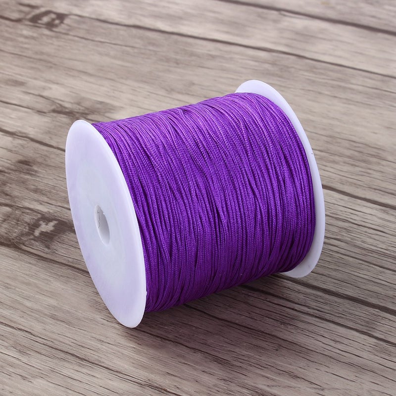 100M x 0.8mm Nylon Chinese Knot Cord Rattail Macrame Shamballa Thread String Purple - Image 4