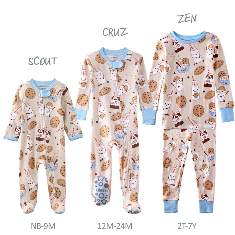 Butterblu Zen Snug-fit 2-Piece Pajamas 100% Organic Cotton Long Sleeve for Boys, Milk N' Cookie Crew, 6 Years - Image 4