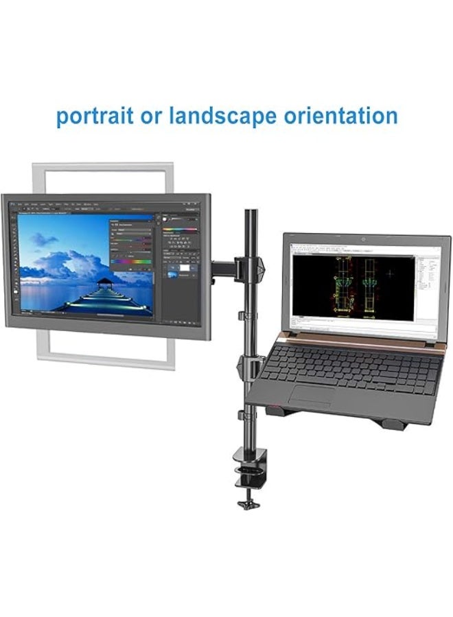 Monitor & Laptop Desk Mount – Adjustable Stand for 13–27" Screens with VESA 75/100, Fully Movable, Includes Laptop/Tablet Holder - Image 5