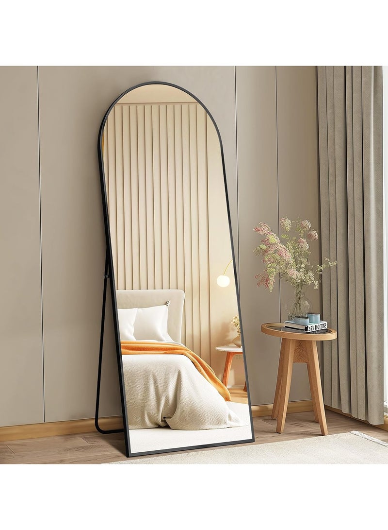 YQbest Arched Full Length Mirror with Stand Floor Standing Aluminum Frame for Bedroom Body Hanging Leaning Modern Simple Home Decor Shatter-proorf Nano Glass Wall Decor Mirror For Living Room Cloakroom Black - Image 2