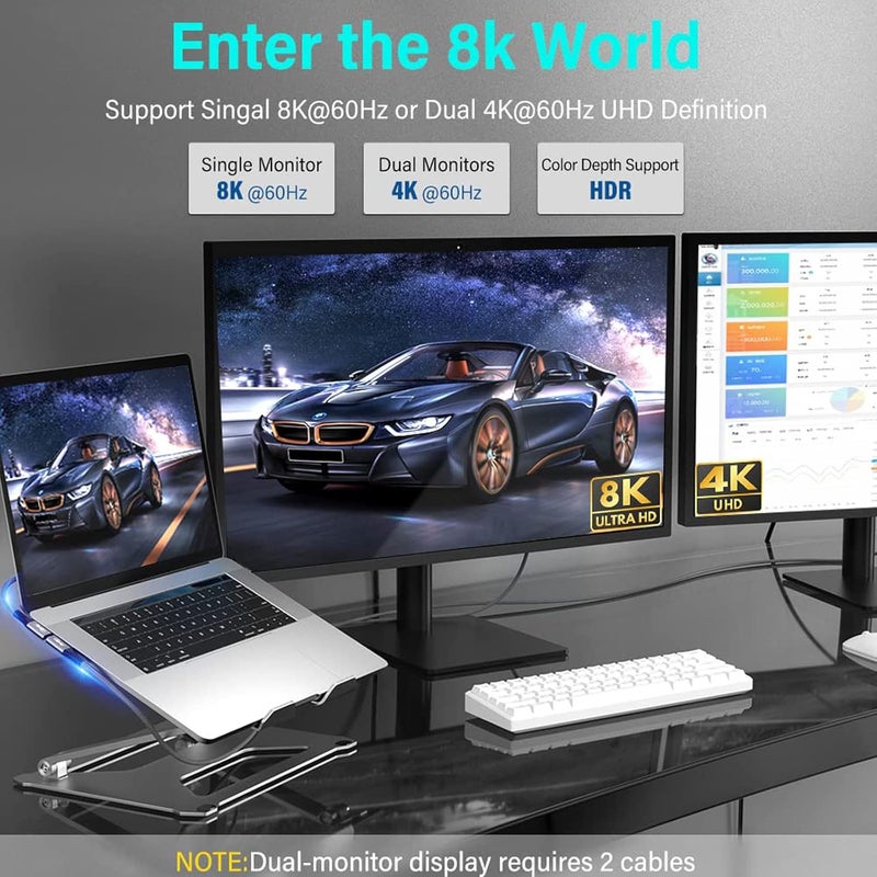 لوكيكي كابل 240W USB 4.0 PD Type C مع شاشة LED، 8K@60Hz 40Gbps USB Type C ذكر إلى USB C ذكر بزاوية 90 درجة، متوافق مع MackBook وiPad وGalaxy Laptop - Image 5
