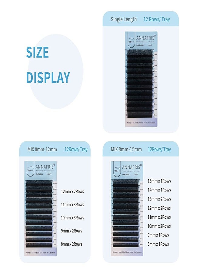 ANNAFRIS 4D YY Shape Eyelash Extension Makeup Mesh Net Cross 0.07 D Curl 8-12mm Mix 2D Y Shape Premade Fans Lash Extension Hand Woven Natural Soft Light Mink False Lashes (0.07 D, 8-12mm Mix) - Image 4