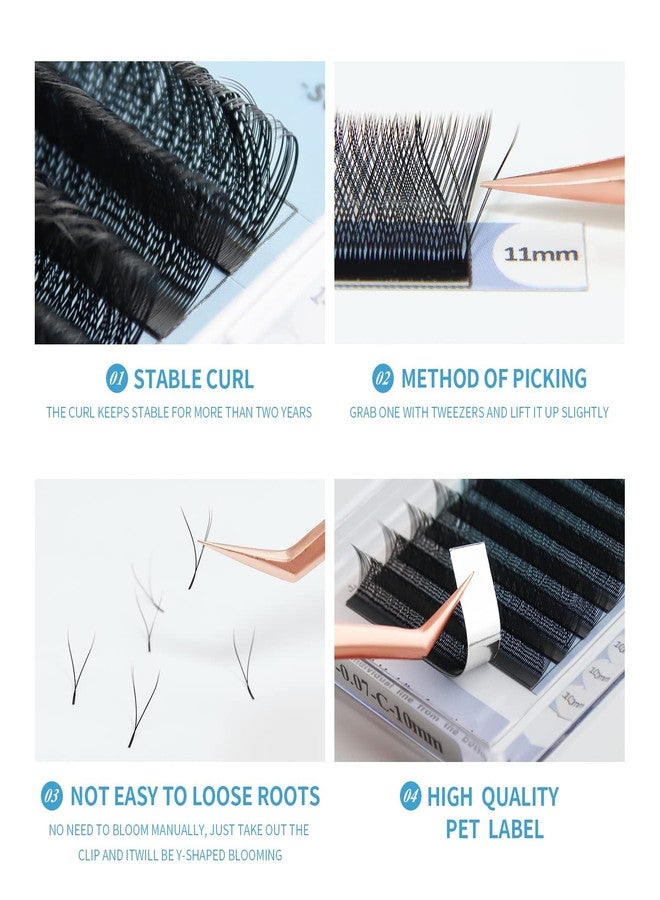 ANNAFRIS 4D YY Shape Eyelash Extension Makeup Mesh Net Cross 0.07 D Curl 8-12mm Mix 2D Y Shape Premade Fans Lash Extension Hand Woven Natural Soft Light Mink False Lashes (0.07 D, 8-12mm Mix) - Image 3
