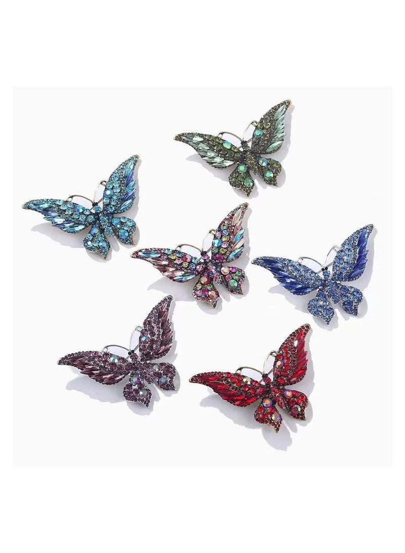 KASTWAVE 6 Pcs Women's Rhinestone Big Butterfly Brooch Variety Styles Butterfly Brooch Multi-Color Brooch Pin Cute Butterfly Corsages Brooches Decoration Butterfly Brooch Pin Set for Women Girls - Image 2