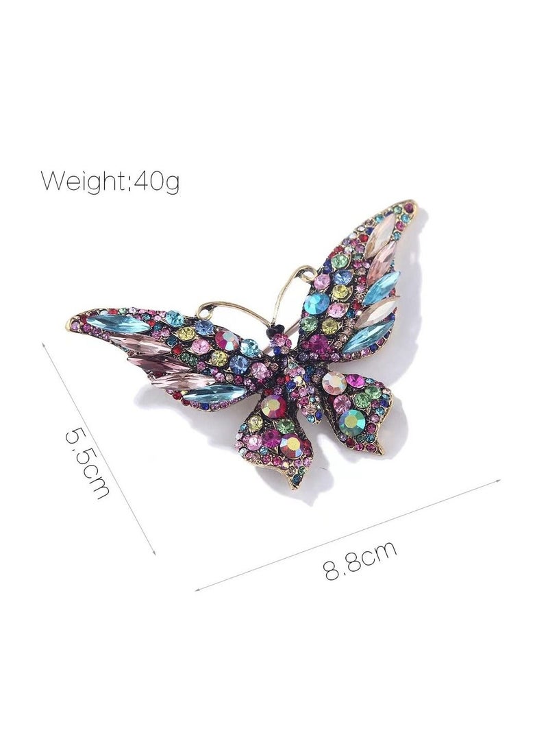 KASTWAVE 6 Pcs Women's Rhinestone Big Butterfly Brooch Variety Styles Butterfly Brooch Multi-Color Brooch Pin Cute Butterfly Corsages Brooches Decoration Butterfly Brooch Pin Set for Women Girls - Image 3