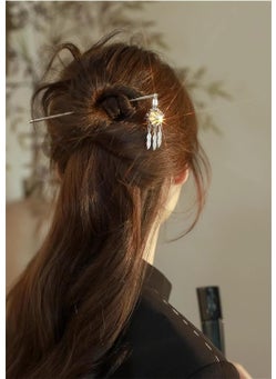 Kriccio Lantern Light Tassel Flower Hairpin Hair Stick Hair Accessories Chinese Coiled Hair Antique Hair Pin for Women Sliver Bead1Pcs06 