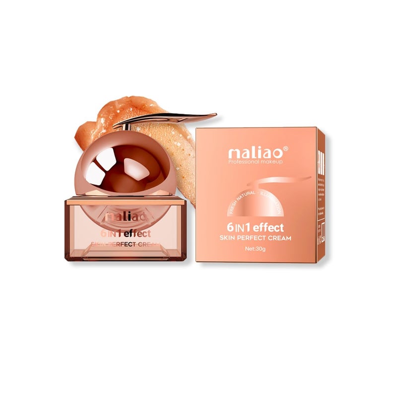 Maliao 6in1 Effect Skin Perfect Cream BB CC Cream Hybrid Brightening Hydrating Pore Minimizing Lightweight Foundation AllinOne Makeup Base 30g - Image 1