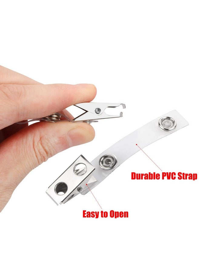 كابكس 30 قطعة من مشابك الشارات المعدنية ذات الفتحتين مع أحزمة من البولي فينيل كلوريد، محول مشبك حزام الهوية، مشابك شارة الهوية لحاملي الشارات، المكتب، المدرسة، شفافة - Image 4