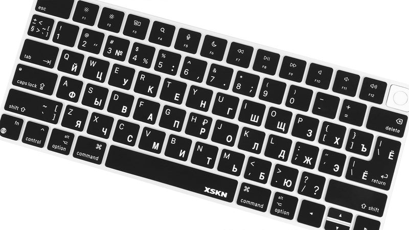 XSKN Shortcut and Language seriers Silicone Keyboard Cover Skin for 2021 New M1 Chip iMac Magic Keyboard with Touch ID A2449 with Lock Key A2450 Without Numeric keypad (US&EU Version Russian Black) - Image 4