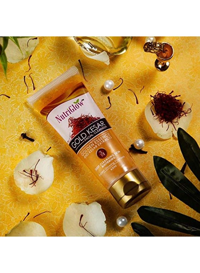 NUTRIGLOW Gold Kesar Face Wash For Deep Cleansing And Radiant Skin Tan Removal Skin Tightening Non Foaming Face Wash All Skin Types No Paraben & Sulphate 65Ml Each Pack Of 5 - Image 5