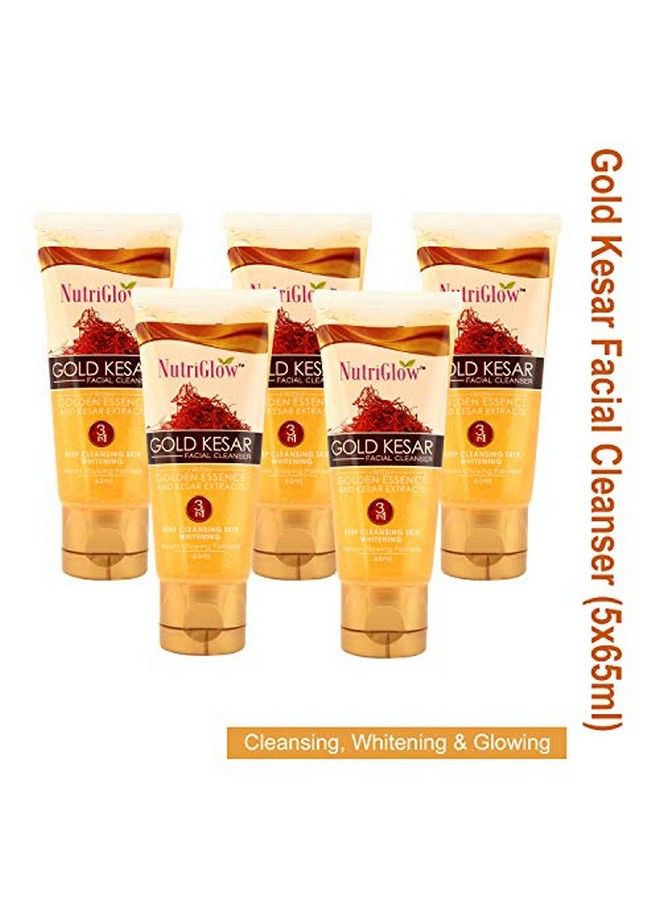 NUTRIGLOW Gold Kesar Face Wash For Deep Cleansing And Radiant Skin Tan Removal Skin Tightening Non Foaming Face Wash All Skin Types No Paraben & Sulphate 65Ml Each Pack Of 5 - Image 3