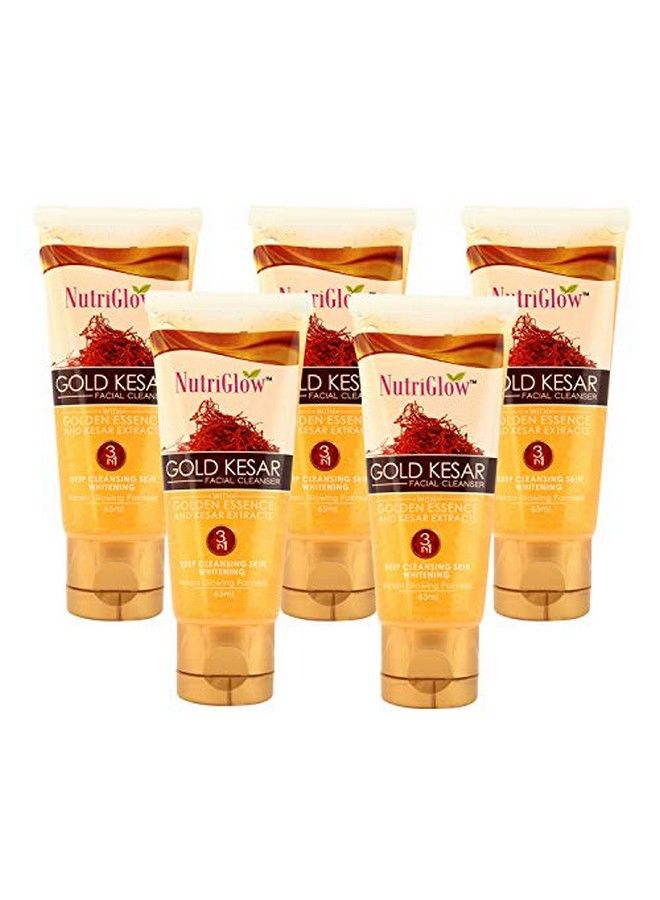 NUTRIGLOW Gold Kesar Face Wash For Deep Cleansing And Radiant Skin Tan Removal Skin Tightening Non Foaming Face Wash All Skin Types No Paraben & Sulphate 65Ml Each Pack Of 5 - Image 2