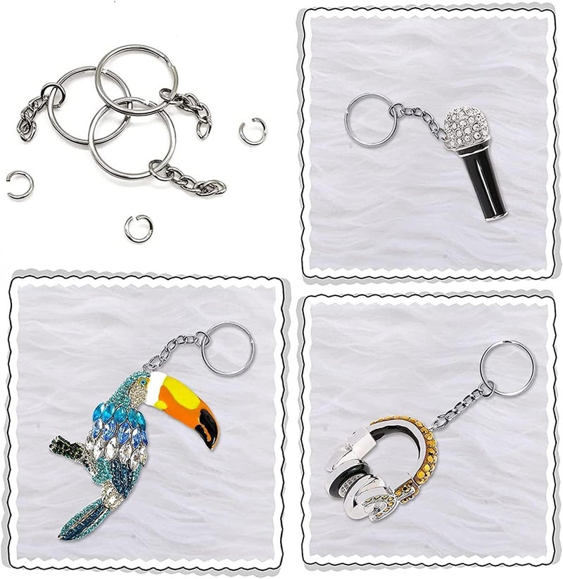 ChicAbode 100-Pack Keyring Set, Split Key Chain Rings with 1-inch Large Chains, Heavy-Duty Metal Keychain Ring, Easy to Use Open Jump Rings, Strong Small Round DIY Jewelry Making Keyrings Kit - Image 5