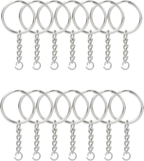 100-Pack Keyring Set, Split Key Chain Rings with 1-inch Large Chains, Heavy-Duty Metal Keychain Ring, Easy to Use Open Jump Rings, Strong Small Round DIY Jewelry Making Keyrings Kit