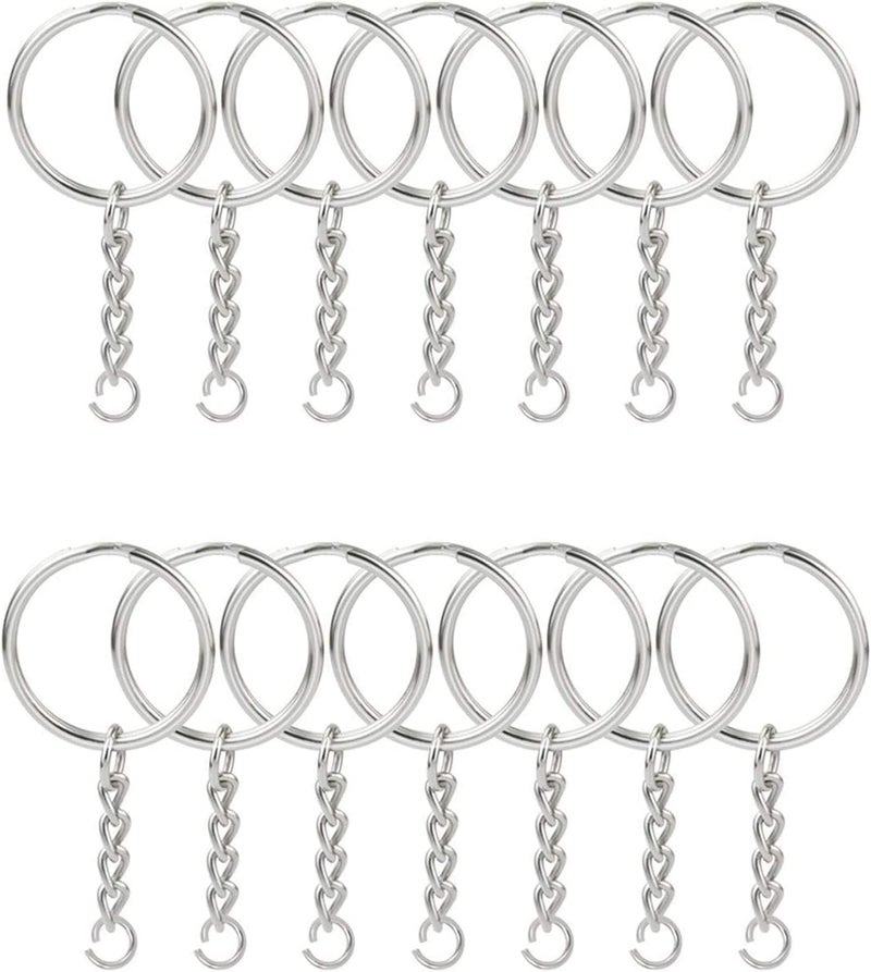ChicAbode 100-Pack Keyring Set, Split Key Chain Rings with 1-inch Large Chains, Heavy-Duty Metal Keychain Ring, Easy to Use Open Jump Rings, Strong Small Round DIY Jewelry Making Keyrings Kit - Image 1