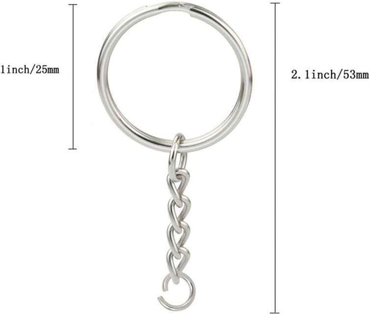 ChicAbode 100-Pack Keyring Set, Split Key Chain Rings with 1-inch Large Chains, Heavy-Duty Metal Keychain Ring, Easy to Use Open Jump Rings, Strong Small Round DIY Jewelry Making Keyrings Kit - Image 2