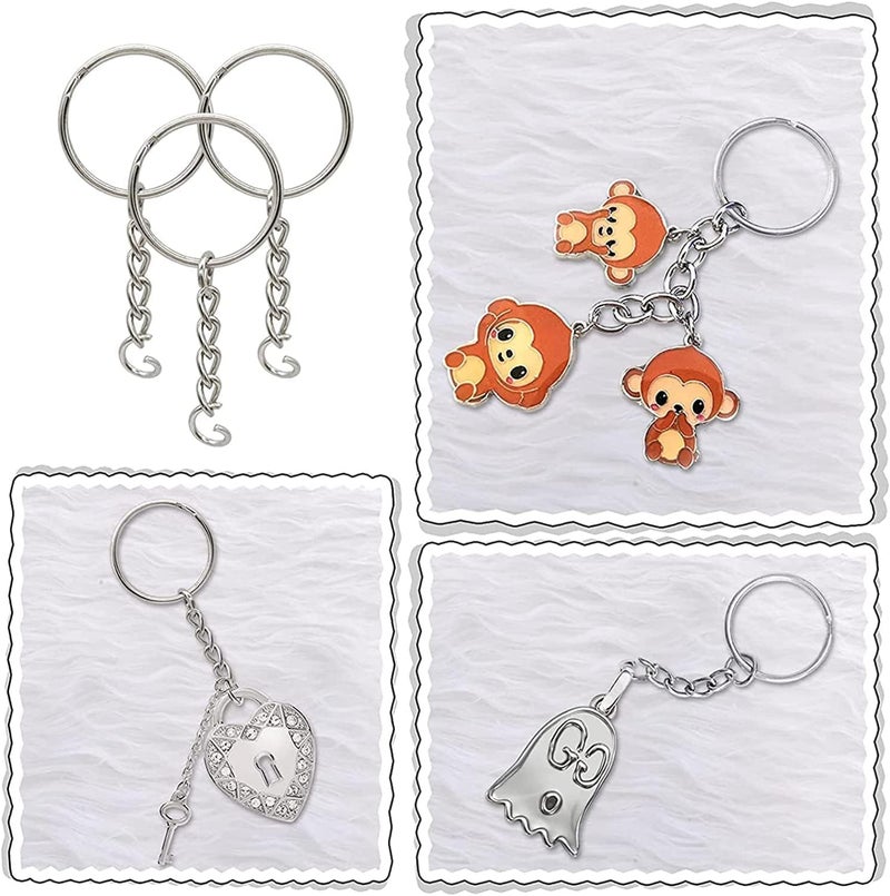 ChicAbode 100-Pack Keyring Set, Split Key Chain Rings with 1-inch Large Chains, Heavy-Duty Metal Keychain Ring, Easy to Use Open Jump Rings, Strong Small Round DIY Jewelry Making Keyrings Kit - Image 4