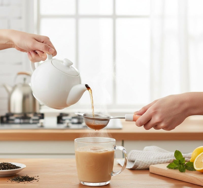 ديسينت ديسنت ستينلس ستيل تي ستراينر ويذ فاين ميش آند هيت ريزِستَنت هاندل | رييوزبل تي فلتر فور لوس تي، هيربس آند سبايسز - Image 4