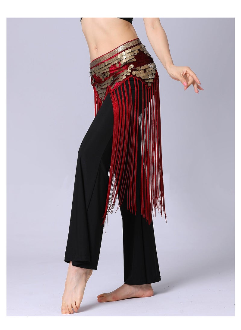 SYOSI - Womens Belly Dance Hip Scarf Tassel Skirt Fringe Wrap Rave Sequin for Costume Zumba Yoga Class Performance - Image 1