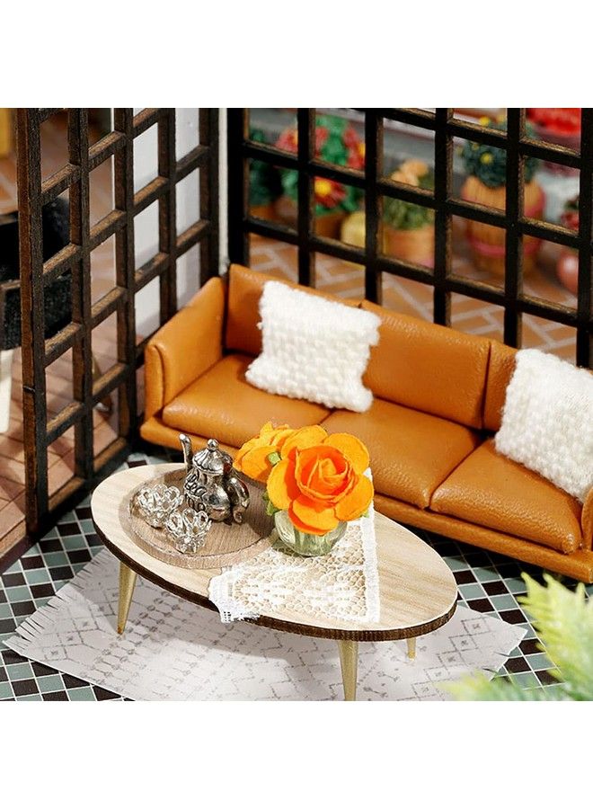 CuteBee بيت دمى مصغر مع أثاث مجموعة بيت دمى خشبية افعلها بنفسك بالإضافة إلى فكرة غرفة مقاومة للغبار (متجر شاي الغابة) - Image 5