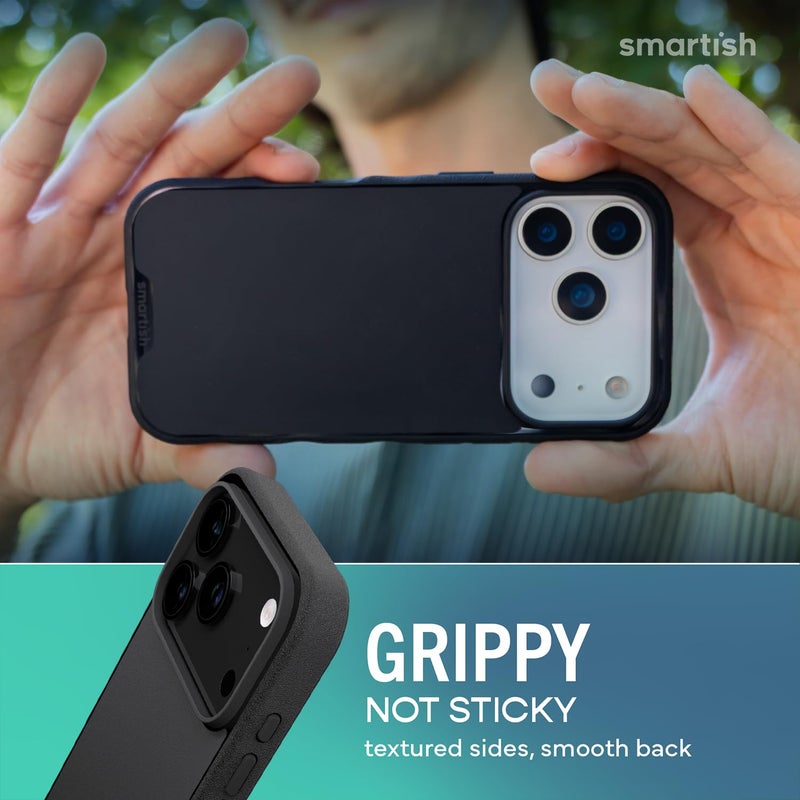SmartishÂ® iPhone 17 Pro MagSafe Case - Gripmunk Magnetic Slim Case [Lightweight + Protective] Thin Grip Cover with Microfiber Lining for Apple iPhone 17 Pro - Black Tie Affair - Image 4