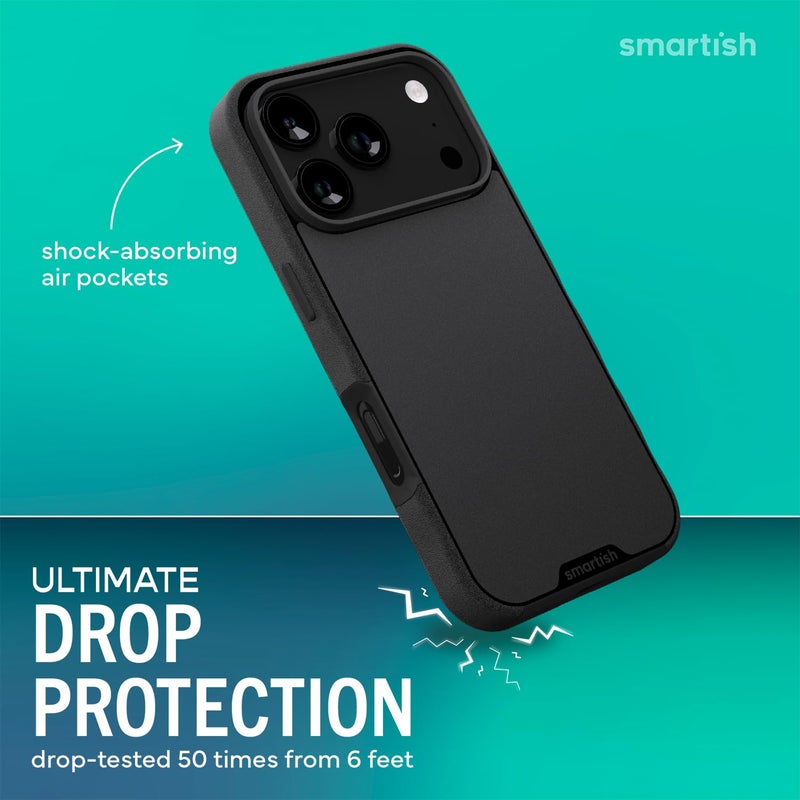 SmartishÂ® iPhone 17 Pro MagSafe Case - Gripmunk Magnetic Slim Case [Lightweight + Protective] Thin Grip Cover with Microfiber Lining for Apple iPhone 17 Pro - Black Tie Affair - Image 2