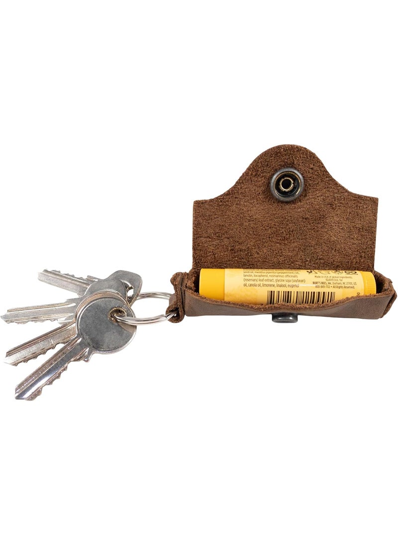 Hide & Drink Hide & Drink, Lip Balm Keychain Holder, Lip Protection, Classic Vintage, Brass Metal Clasp, Full Grain Leather, Handmade 