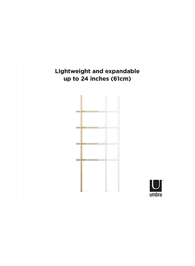 Hub Ladder Rack - Adjustable Width Freestanding Rack to hang Towels, Clothing and more in Bathroom, Bedroom or Entryway, White/Nature - Image 5