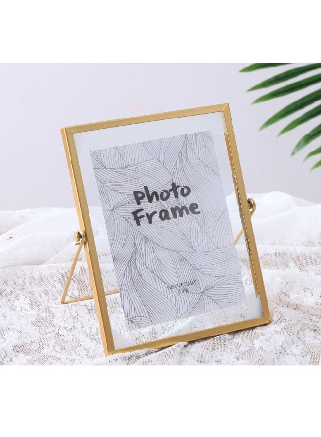 MIXDE Metal Floating Picture Frame Tabletop Photo Frame With Bracket,,DIY Clear Glass Photo Frames Ornament,6.8x8.8inch - Image 1