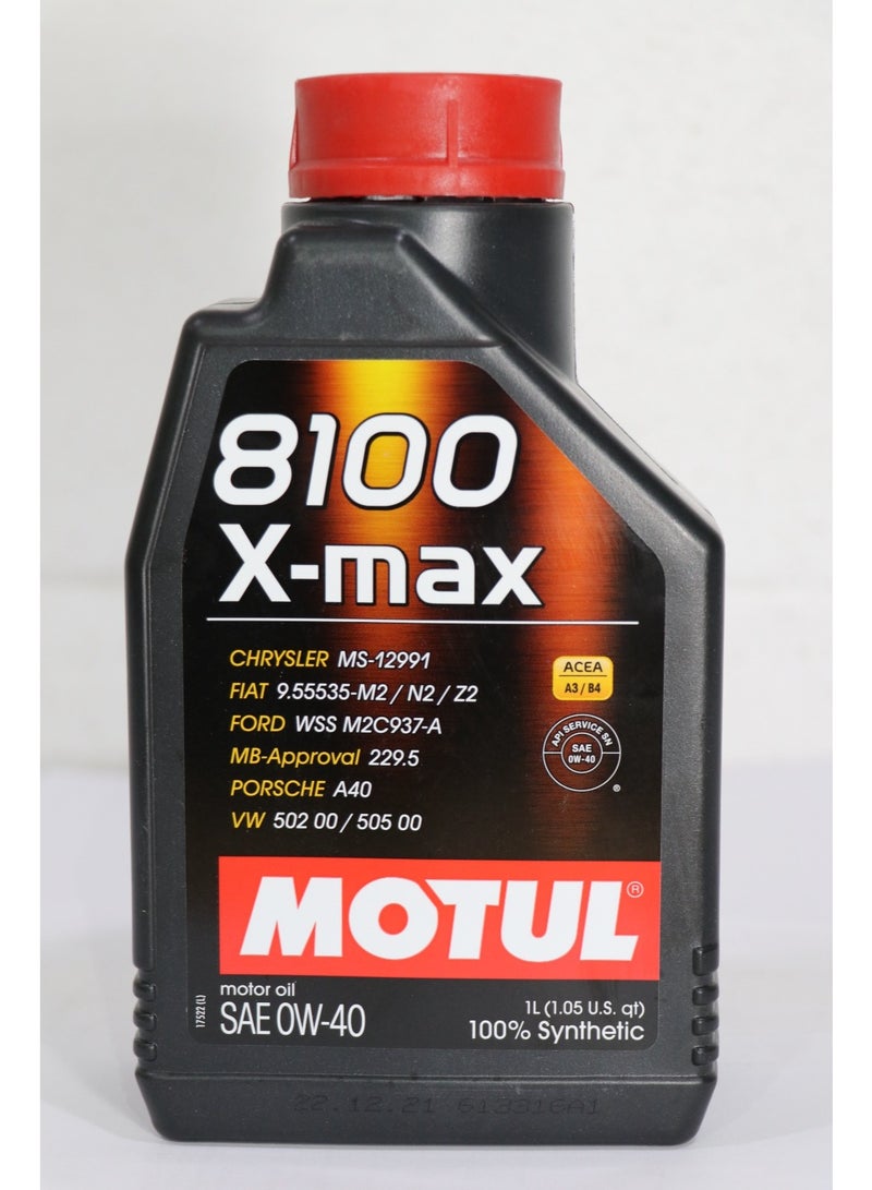 Motul 8100 X-Max 0W-40 Synthetic Motor Oil - 1 Liter
