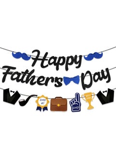 HOWAF Fathers Day Black Glitter Banner Happy Father'S Day Party Backdrop Banner Decoration Glitter Garland Banner For Papa'S Birthday Party Favors Photo Booth Supplies  - Image 1