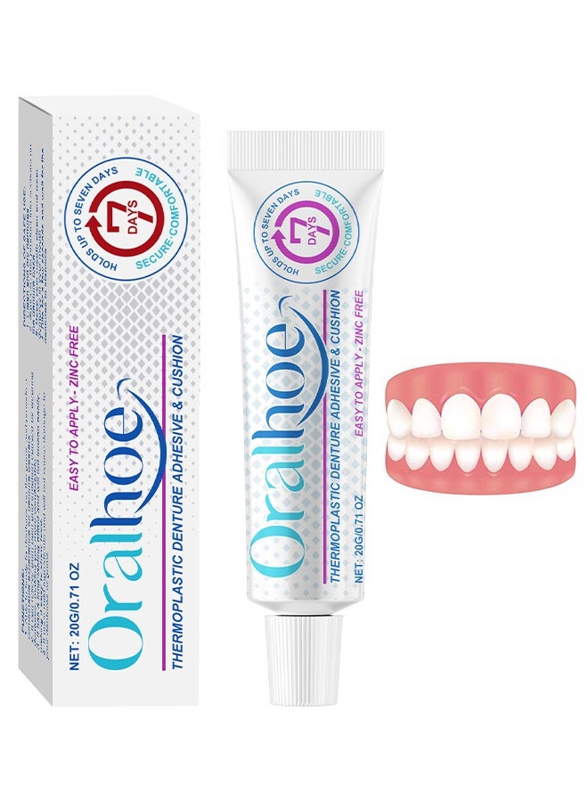ORALHOE Thermoplastic Denture Adhesives & Cushion, Fixed Denture Adhesives, Dentures Non-Glue Adhesive, Used To Repair And Fasten Loose Dentures, Dental Adhesives For Dentures, Long Holding Denture Reliner, 20G - Image 1