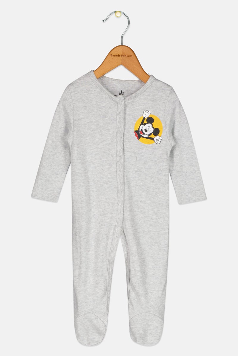 Disney baby Toddlers Boy Long Sleeve Graphic Print Bodysuit, Grey - Image 1