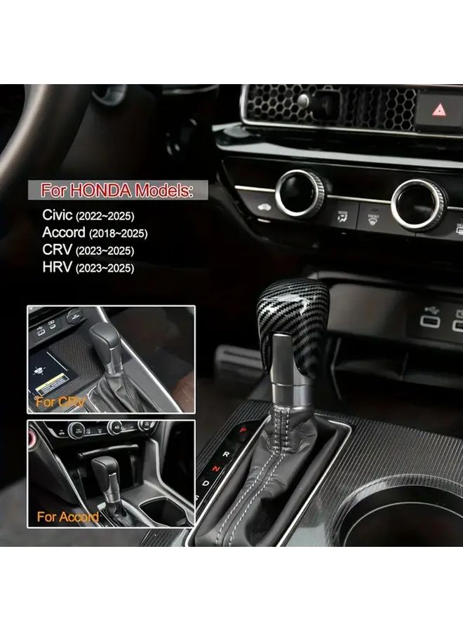 Carbon Fiber Pattern Red Car Console Shift Knob Covers For Honda Civic 2022 2025 CRV HRV 2023 2025 And Accord 2018 2025 - Image 1