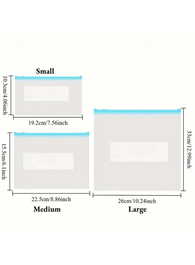 15pcs Reusable Food Grade Ziplock Storage Bags With Slider Zipper Airt Seal - Image 3